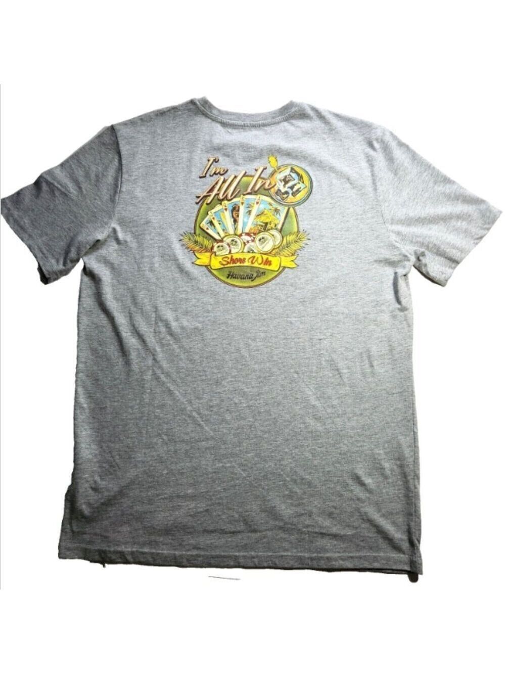 Havana Jim T-Shirt Men's Medium Short Sleeve Crew Neck Casino Theme Grey Shirt